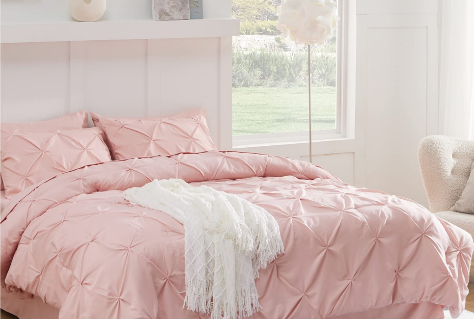 Bedsure Pink Comforter Set Queen