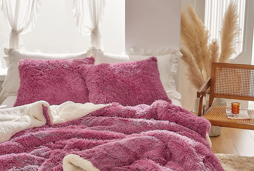 Uozzi Bedding Faux Fur Comforter Set Queen 3 Pieces