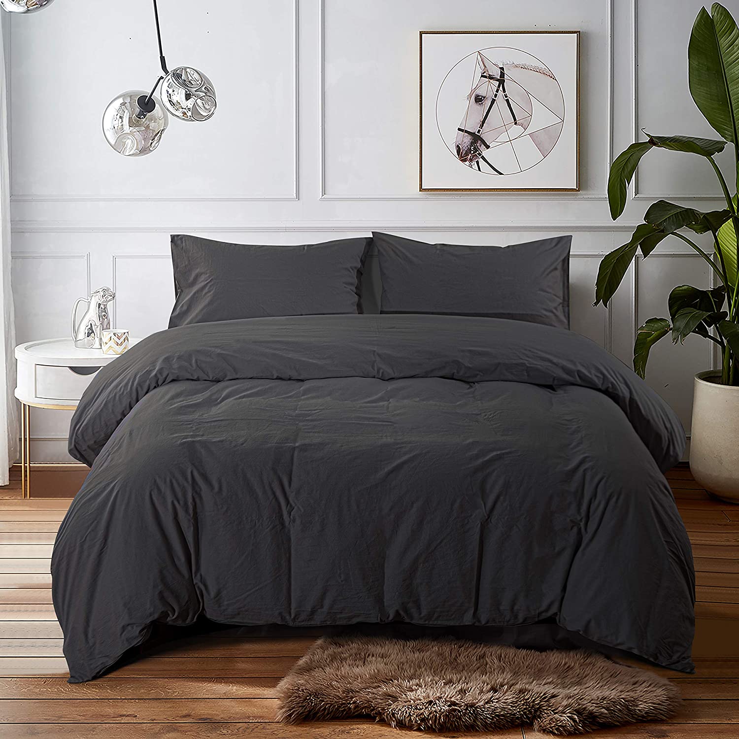 NTBAY Washed Cotton Duvet Cover Set