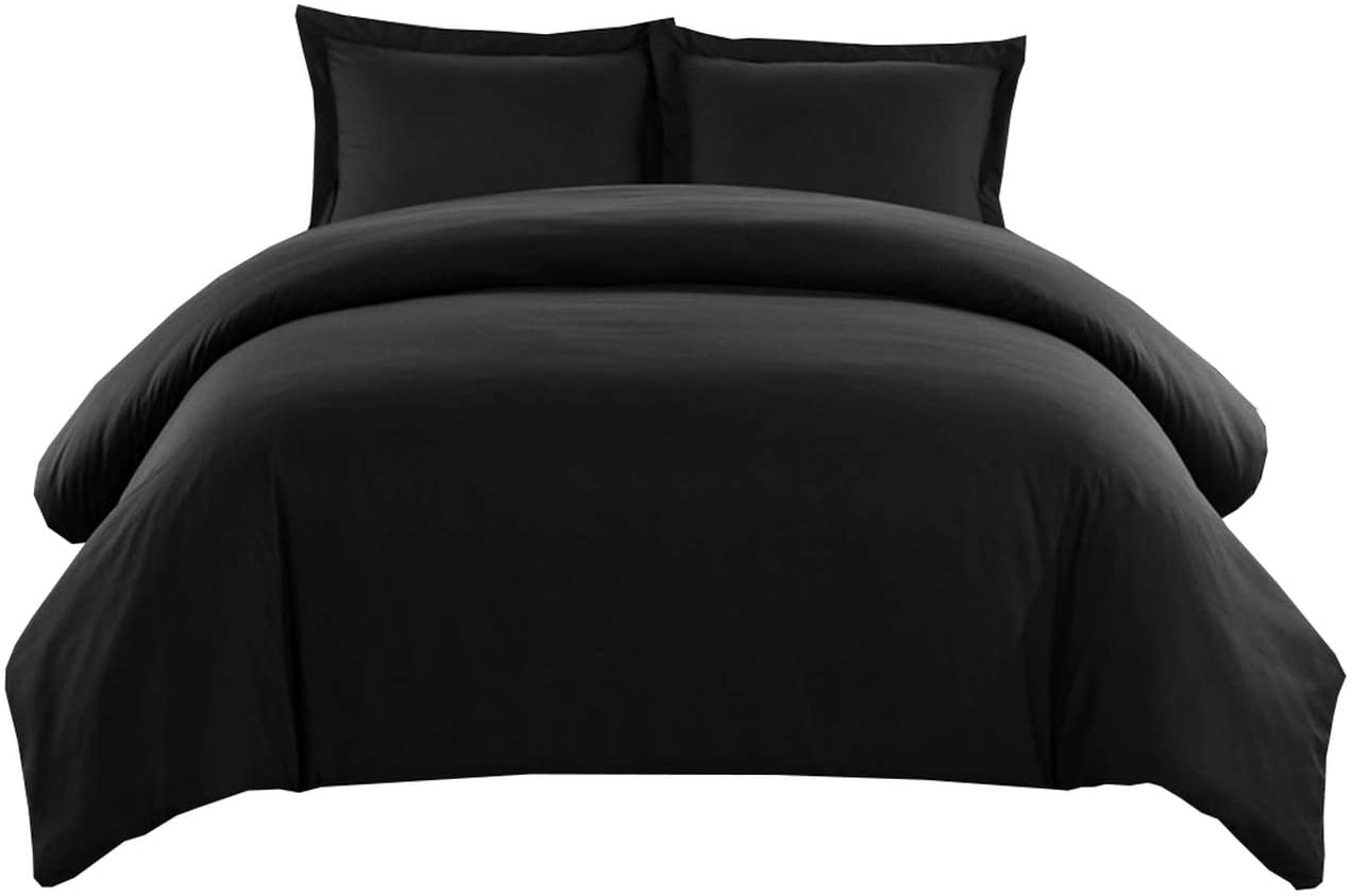 Royal Hotel's Solid Black 550-Thread-Count 3pc Cal-King Duvet-Cover